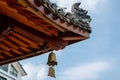 Wooden roof under blue sky. Jinhua. China Royalty Free Stock Photo