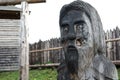 View of wooden scandinavian god in Viking temple