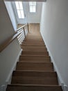 View of wooden stairs going down Royalty Free Stock Photo