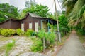 View of a wooden traditional Malay house at Besar Island or Pulau Besar in Mersing, Johor, Malaysia Royalty Free Stock Photo