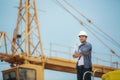 View of a Worker and architect watching some details on a construction