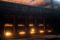 View of working open hearth furnace Royalty Free Stock Photo