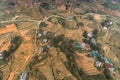 View from The world`s longest cable car go to Fansipan peak mountain the highest mountain in Indochina in Sapa, Vietnam