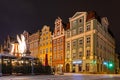 View of Wroclaw market square after sunset, Poland