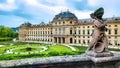 Wurzburg Residenz from its gardens with statue, Wurzburg Germany Royalty Free Stock Photo