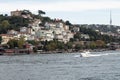 View of a yacht on Bosphorus and Cengelkoy area