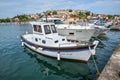 View on yacht, harbor, Adriatic sea and small Croatian town Vrsar, Croatia Royalty Free Stock Photo