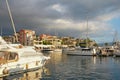 View of yacht marina of Porto Montenegro on autumn day.  Montenegro, Tivat city Royalty Free Stock Photo