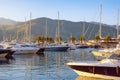 View of yacht marina of Porto Montenegro on sunny autumn day. Montenegro, Tivat city Royalty Free Stock Photo