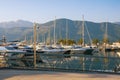 View of yacht marina of Porto Montenegro on sunny day.  Montenegro, Tivat city Royalty Free Stock Photo