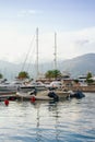 View of yacht marina of Porto Montenegro on sunny summer day. Montenegro, Bay of Kotor, Tivat city Royalty Free Stock Photo