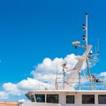 View of the yacht masthead against the blue sky, Sete, France. C