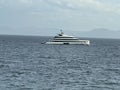 A view of a yacht in Samana Bay , Dominican Republic, 2024 Royalty Free Stock Photo