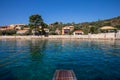 View from the yacht to the coast of KASTOS island, Ionian Islands, Greece in summer. Royalty Free Stock Photo