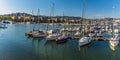 A view of yachts in the harbour and the shore in La Spezia, Italy