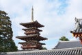 View of Yakushiji temple West Pagoda from the road adjacent to the temple