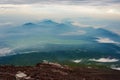 View Yamanaka lake and Mt. Fuji climbing trail Royalty Free Stock Photo