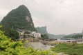 View of Yangshuo green hills and Lijiang river