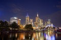 View of Yarra river and Melbourne skyline from Princes Bridge, i Royalty Free Stock Photo