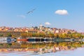 View on the Yavuz Selim Mosque and the university building from the Golden Horn, Istanbul, Turkey Royalty Free Stock Photo