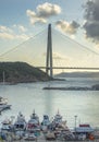 View of the Yavuz Sultan Selim Bridge in Istanbul, Turkey. Sunset time. Royalty Free Stock Photo