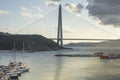 View of the Yavuz Sultan Selim Bridge in Istanbul, Turkey. Sunset time. Royalty Free Stock Photo