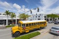 Yellow shool bus in Coral Gables, Miami, Florida Royalty Free Stock Photo