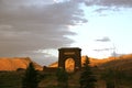 Yellowstone National Park Roosevelt Arch at sunset