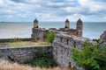 View of Yeni-Kale fortress on shore of Kerch Strait in Crimea Royalty Free Stock Photo