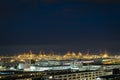 View of the Yokohama port at night. Long exposure Royalty Free Stock Photo