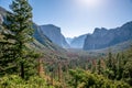View of Yosemite Valley from Tunnel View point at sunrise - view to Bridalveil falls, El Capitan and Half Dome - Yosemite National Royalty Free Stock Photo