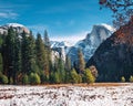 View of Yosemite Valley at winter with Half Dome - Yosemite National Park, California, USA Royalty Free Stock Photo