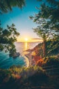 View of the Zakyntos coast at sunrise at Xigia Sulfur Beaches Greece