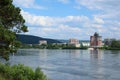 View of Zelenogorsk from the other embankment of the river Kan, Krasnoyarsk region Royalty Free Stock Photo