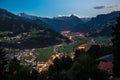 View on Zell am Ziller city and alps at night