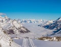 View on Zermatt from mountains, Switzerland with fog