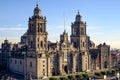 View of Zocalo square and cathedral in Mexico city Royalty Free Stock Photo