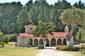 View of Zvernec Monastery. Narta lagoon. Vlore. Albania Royalty Free Stock Photo