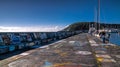 Viewe to Horta pier in harbour. Faial island, Azores, Portugal Royalty Free Stock Photo