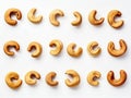 Viewed from Above, a Selection Of Roasted Cashew Nuts, Party Food Snacks. Isolated Against A Transparent Background. PNG Royalty Free Stock Photo