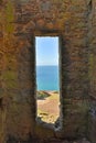 Window out to sea, Wheal Coates Cornwall UK Royalty Free Stock Photo