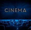 Viewers in the cinema, blue toning