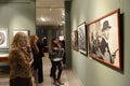 Viewers at the exhibition in Moscow state school of watercolour of Sergei Andriyaka in Gorokhovsky lane.