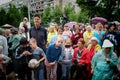 Barnaul, Russia-July 22, 2018.Viewers watch a feature film in an open-air cinema at the Shukshin film festival