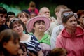 Barnaul, Russia-July 22, 2018.Viewers watch a feature film in an open-air cinema at the Shukshin film festival