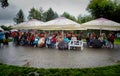 Barnaul, Russia-July 22, 2018.Viewers watch a feature film in an open-air cinema at the Shukshin film festival