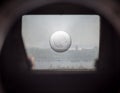 Viewfinder on old SLR camera. Royalty Free Stock Photo