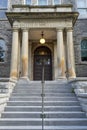 Viewing the front facade of Smith College, on the campus of Syracuse University.