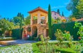 The viewing pavilion in Partal garden, Alhambra, Granada, Spain Royalty Free Stock Photo