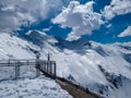 Grossglockner - Viewing platform on Grossglockner high alpine road with panoramic view of snow covered mountain peaks Royalty Free Stock Photo